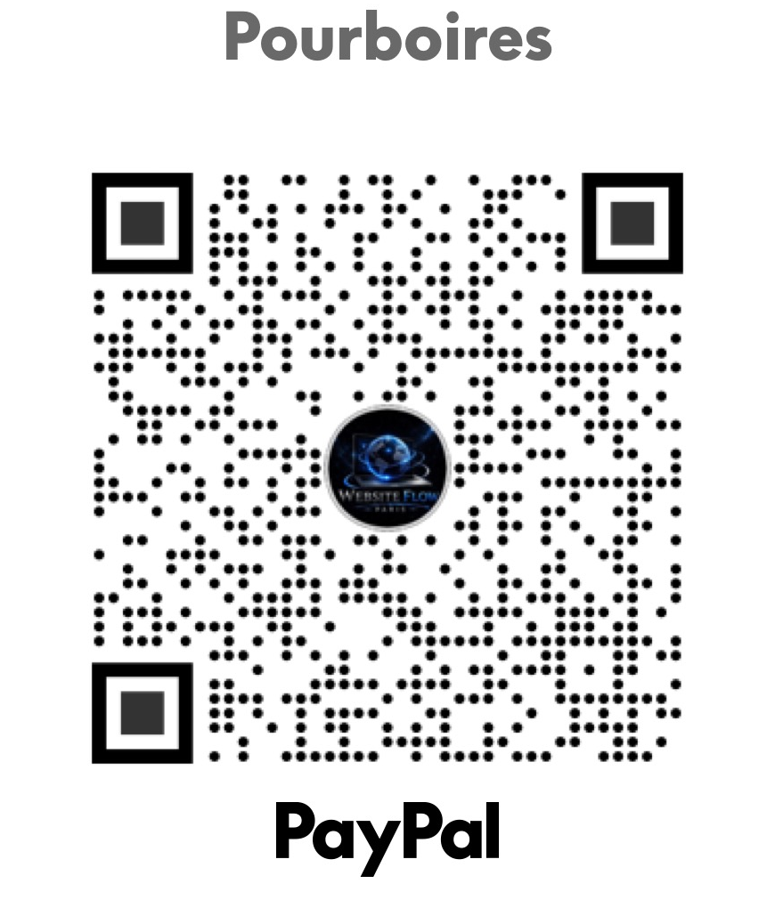 QR code PayPal pour laisser un pourboire à Website Flow Paris